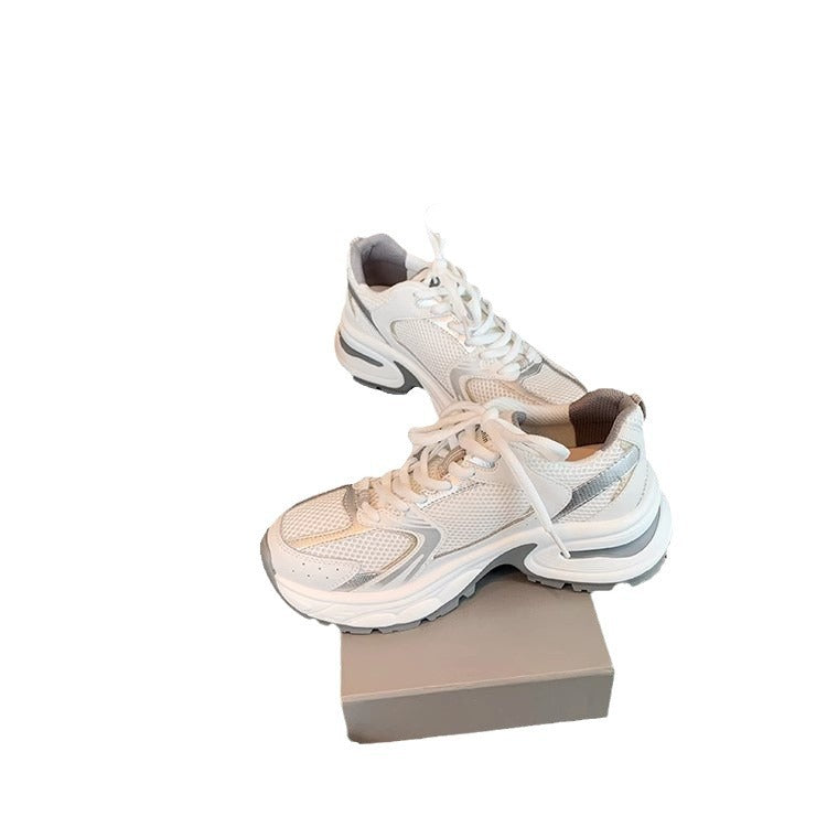 Women's Grape Mom Stitching Mesh Surface Platform Height Increasing Sneakers