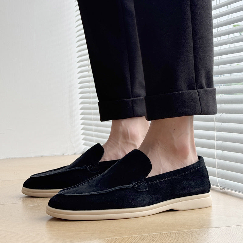 Men's Autumn Low-cut Suede Slip-on Matte Flat Bottom Slip Leather Shoes