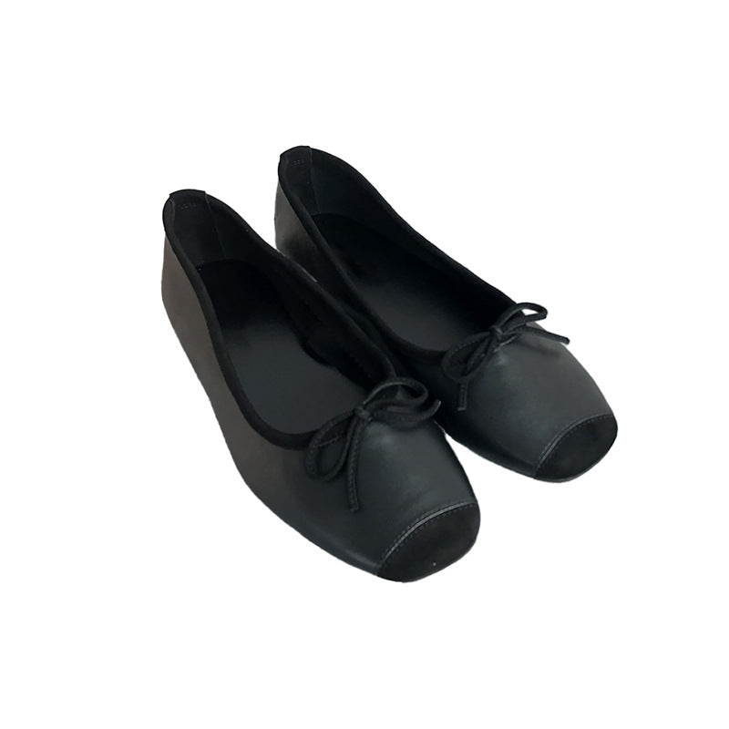 Female Ballerina Flats Round Head Genuine Women's Shoes