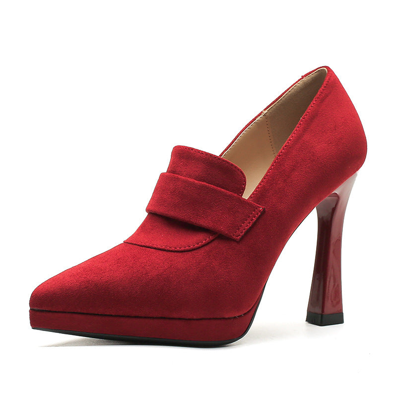 Stiletto Red Suede Wedding Female Temperament Not Tired Feet Waterproof Women's Fashion Shoes