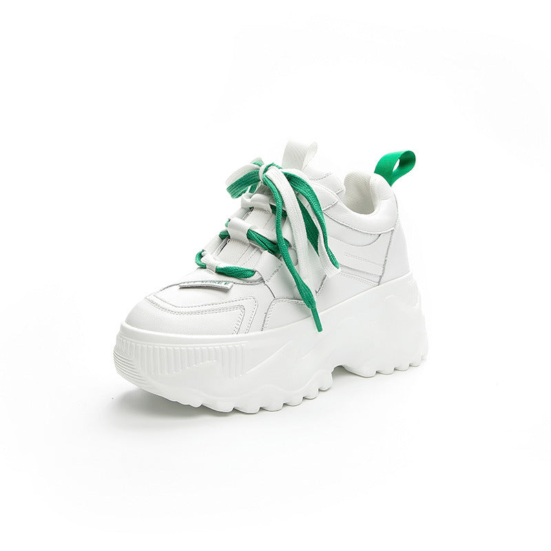 Women's Genuine Thick Bottom Height Increasing Insole Sports Leisure Pumps Sneakers