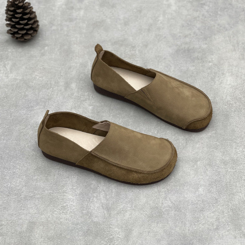 Men's Genuine Flat Slip-on Lightweight Fashion Vintage Leather Shoes