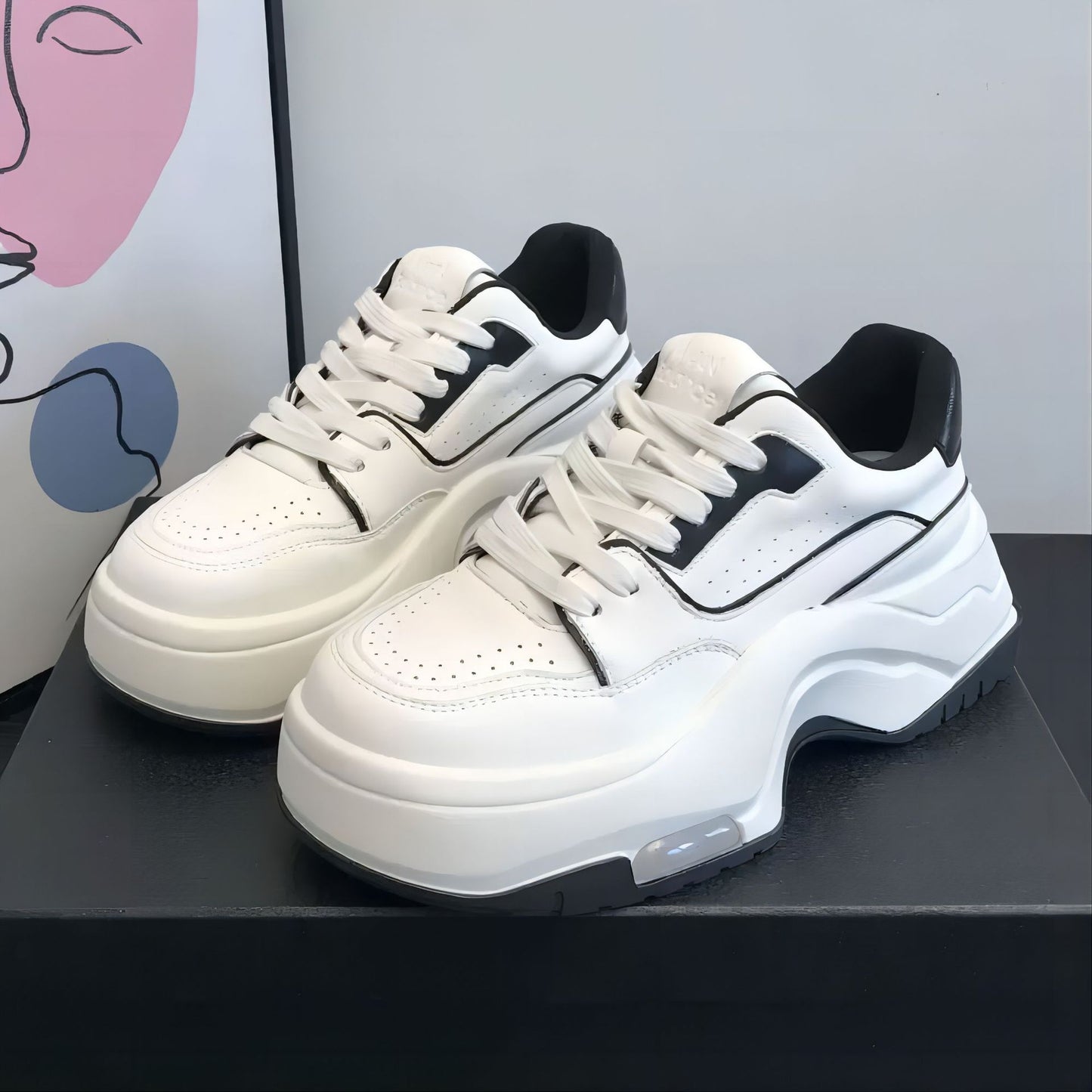 Women's White Panda Autumn Air Cushion Platform Women's Shoes