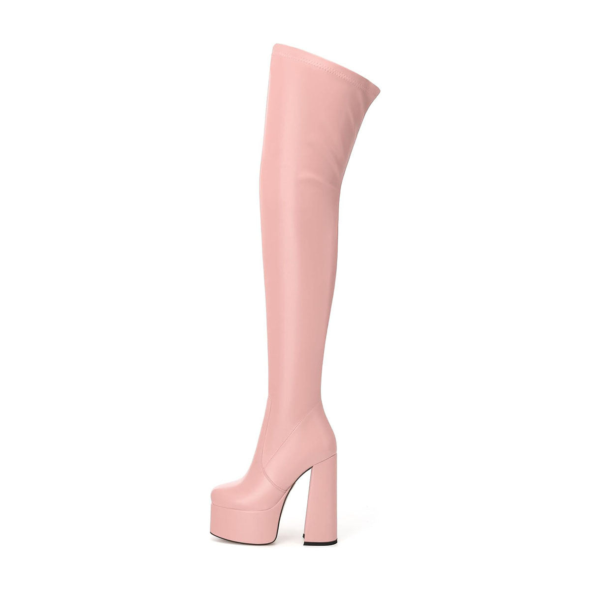 Women's Chunky Waterproof Platform Patent Round Toe High White Heels