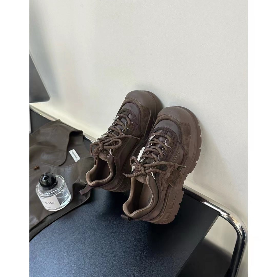 Women's Retro Suede Platform Dad Fashionable Big Women's Sports Shoes