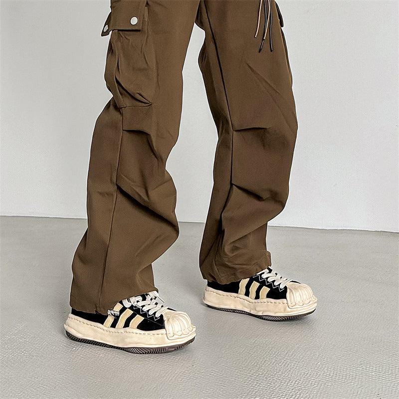 Toe Dissoed Niche Patchwork Retro Zebra Color Sneakers