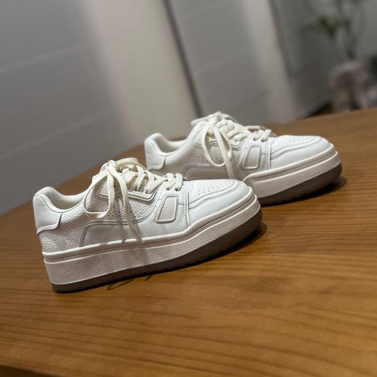Women's White Spring Small Thick Bottom Height Increasing Women's Board Shoes