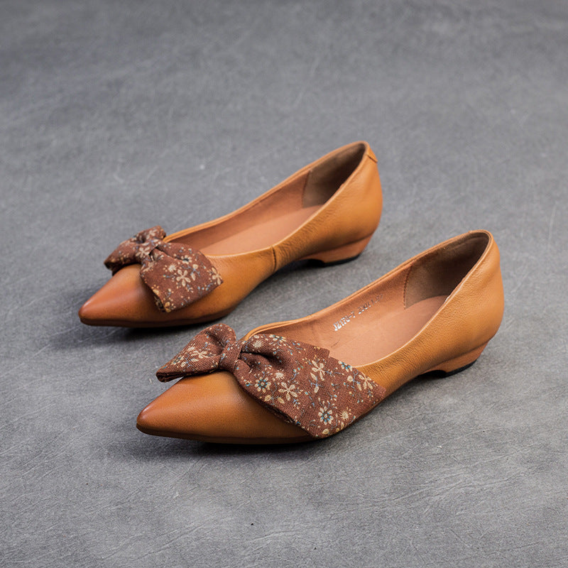 Women's & Men's First Layer Cattlehide Fashion Slip-on Pointed Casual Shoes