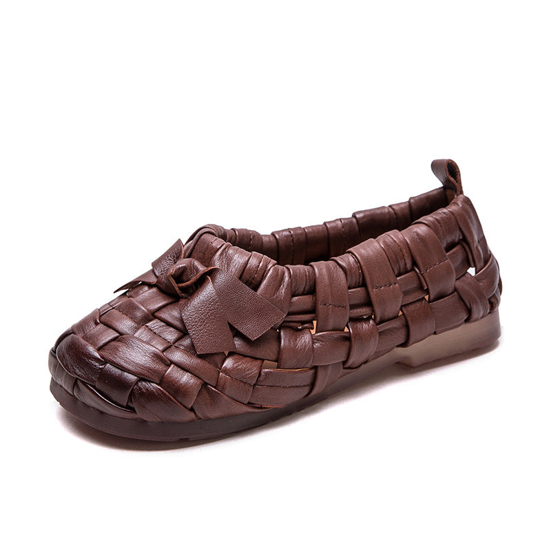Women's Brushed Korean Style Hand-woven Breathable Hollow Bottom Flat Sandals