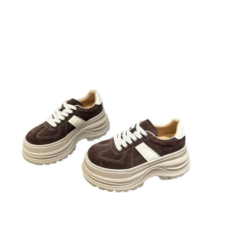 Women's Autumn Platform Round Toe Lace Color Women's Casual Shoes