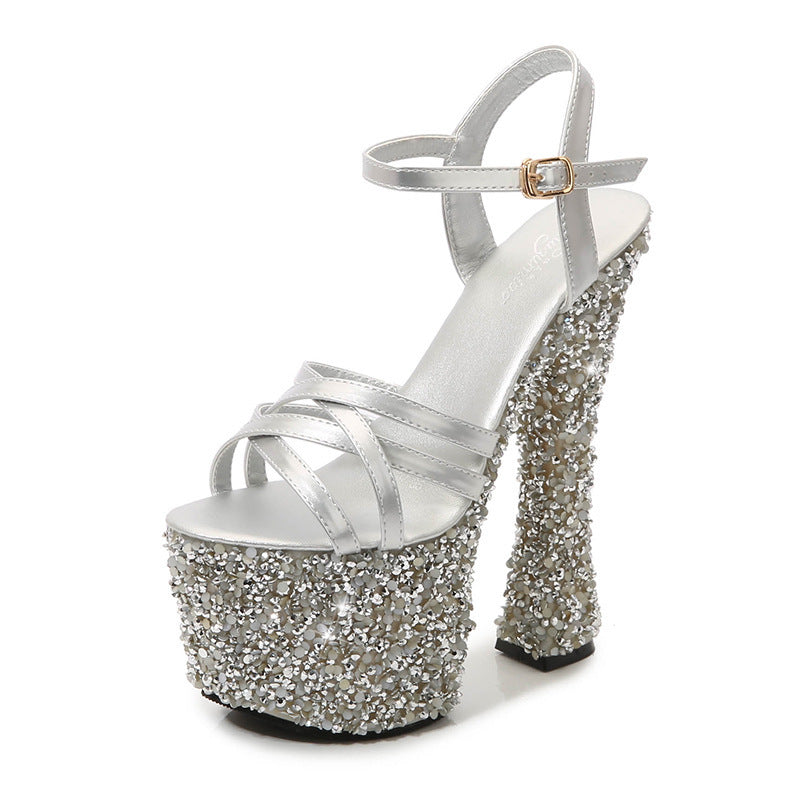 Women's Korean Rhinestone Summer Super Open Toe Sandals