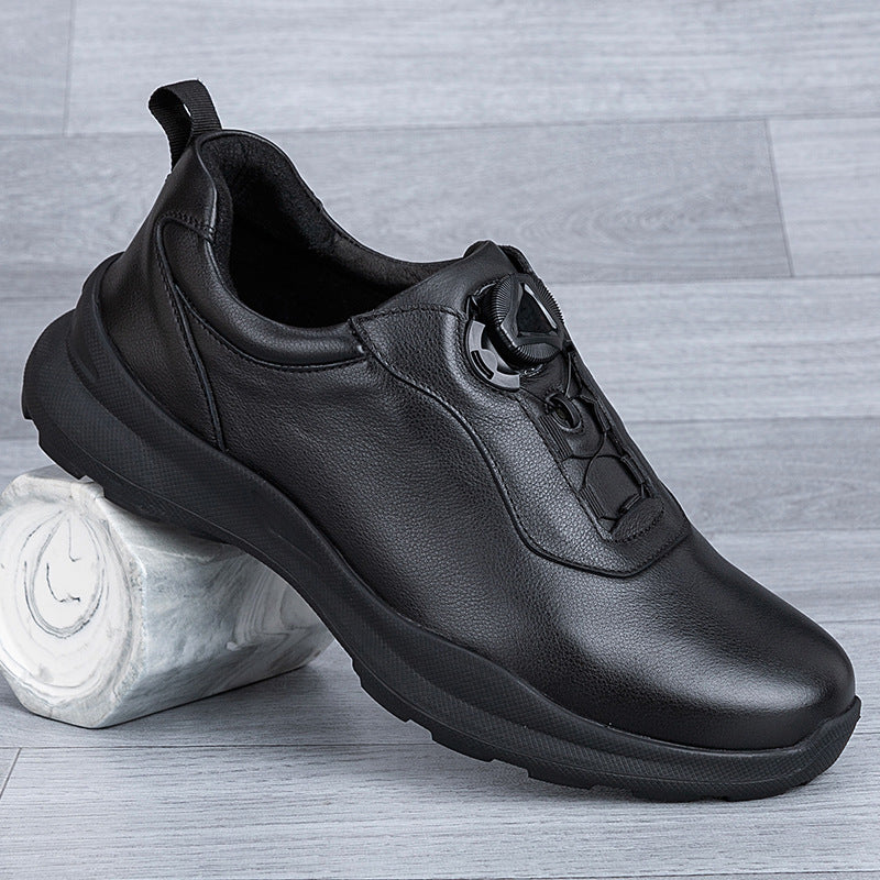 Men's Breathable Rotating Buckle Top Layer Cowhide All Men's Casual Shoes
