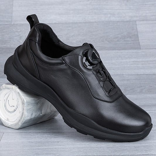 Men's Breathable Rotating Buckle Top Layer Cowhide All Men's Casual Shoes