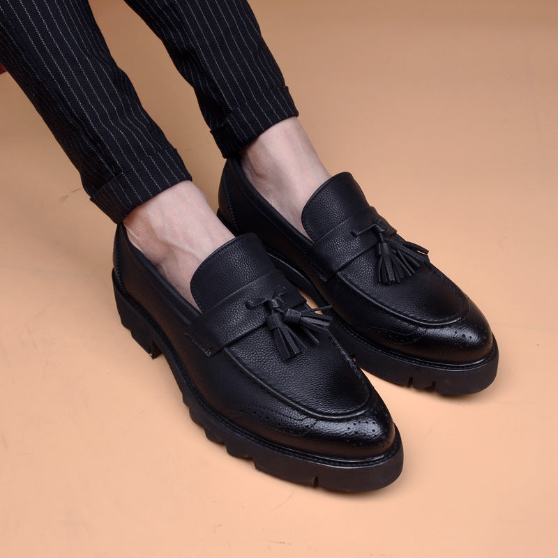 Men's Platform Height Increasing Insole Trendy Korean Men's Business Leather Shoes