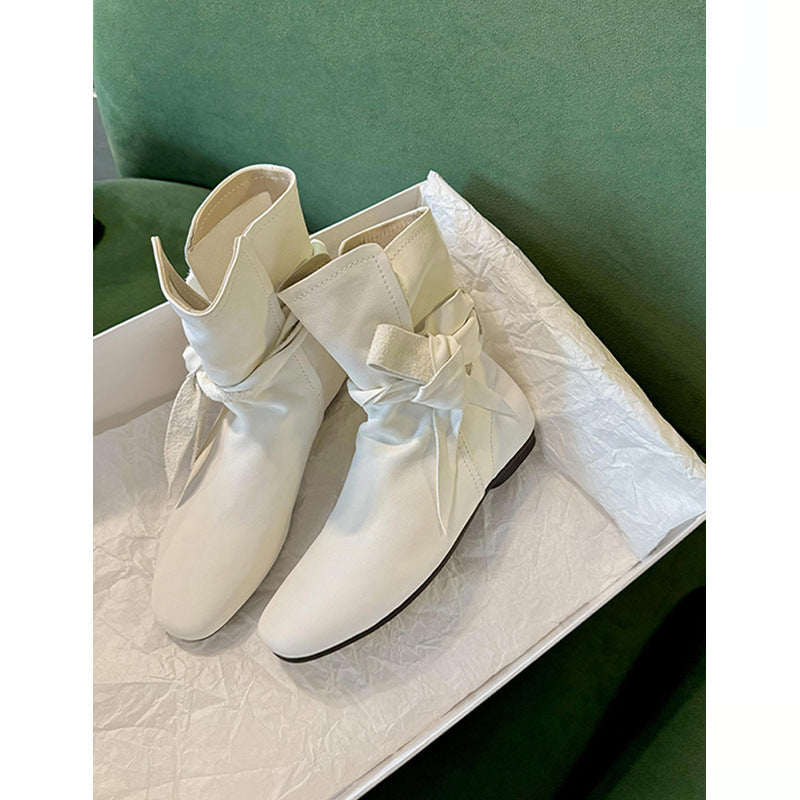 Women's Design Height Increasing Insole White Ankle Retro Chelsea Boots