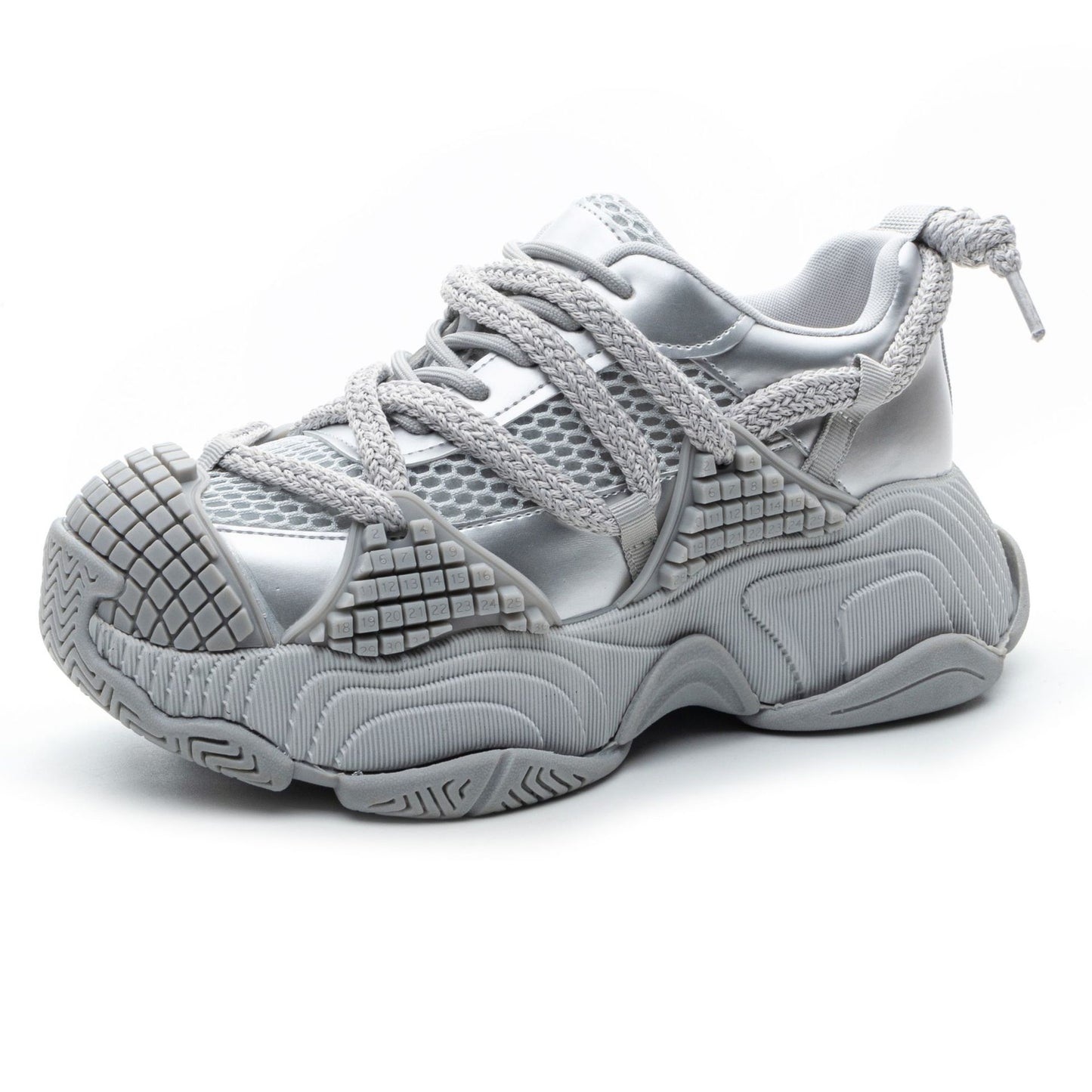 Women's Surface Round Head Platform Dad Stitching Personal Heels