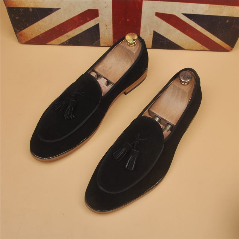 Men's Fashion Slip-on Breathable British Cowhide Height Increasing Insole Men's Business Leather Shoes