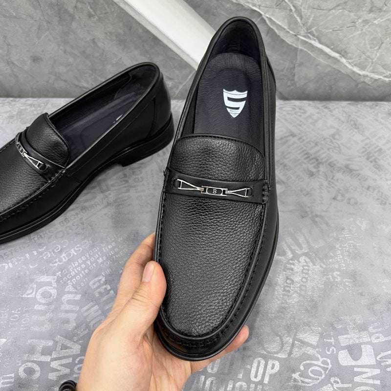 Men's First Layer Cowhide Dress Slip-on Fashion Soft Bottom Casual Shoes