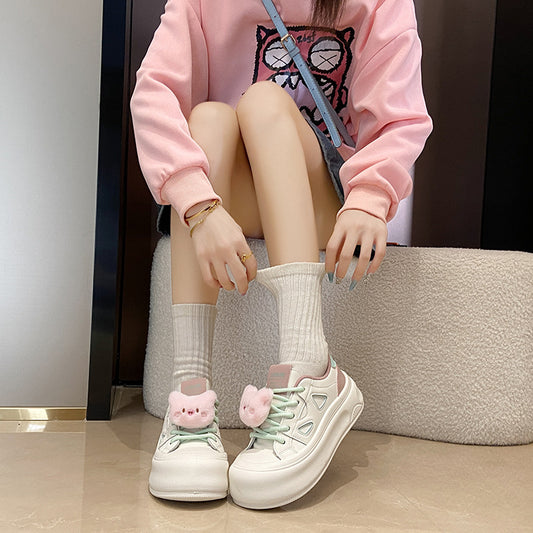 Women's White Autumn Korean Sports For Female Casual Shoes