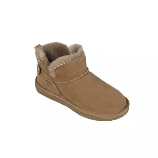 Women's Fur Integrated Fleece-lined Short Low Top Snow Boots