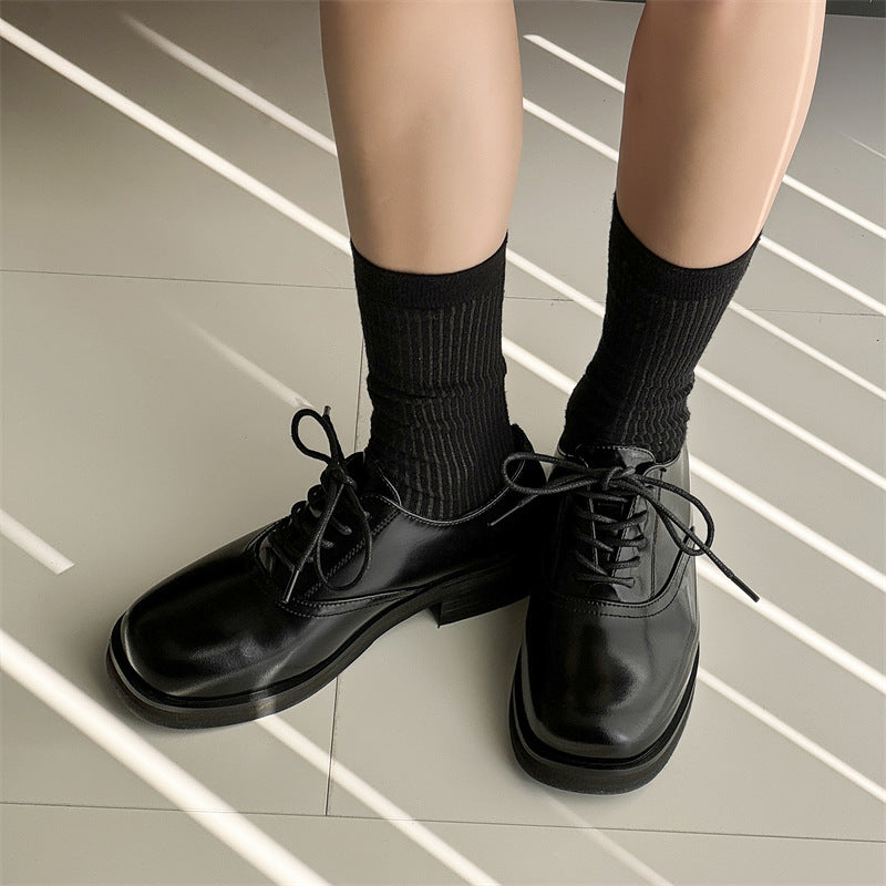 Women's & Men's Springtide Platform For Couple British Business Leather Shoes