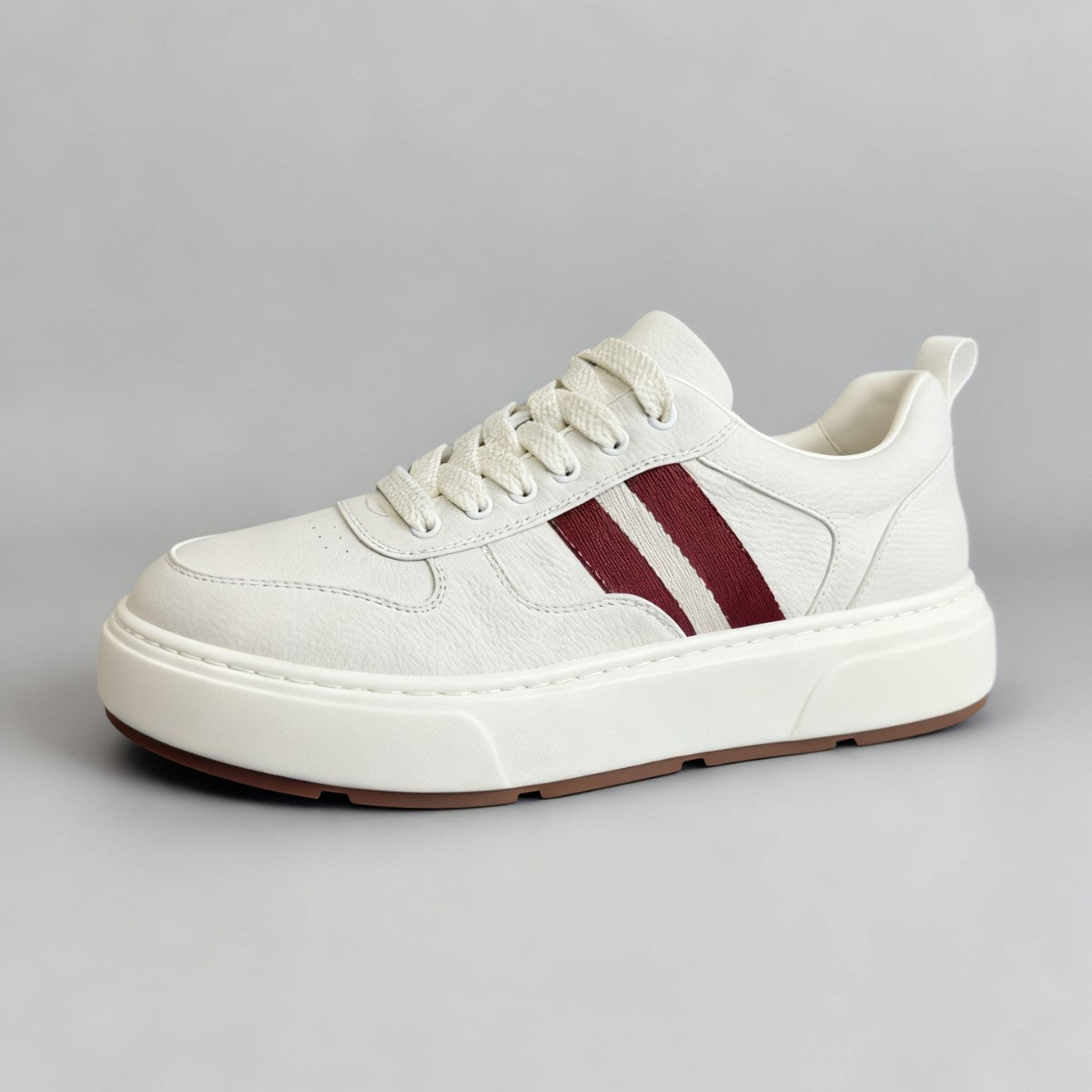 Men's Lace Up Thick Bottom Lychee Pattern White Fashion Men's Board Shoes