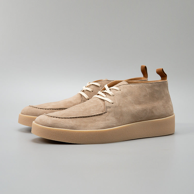 Men's Desert Apricot Fashion Versatile Retro British Style Men's Casual Leather Shoes