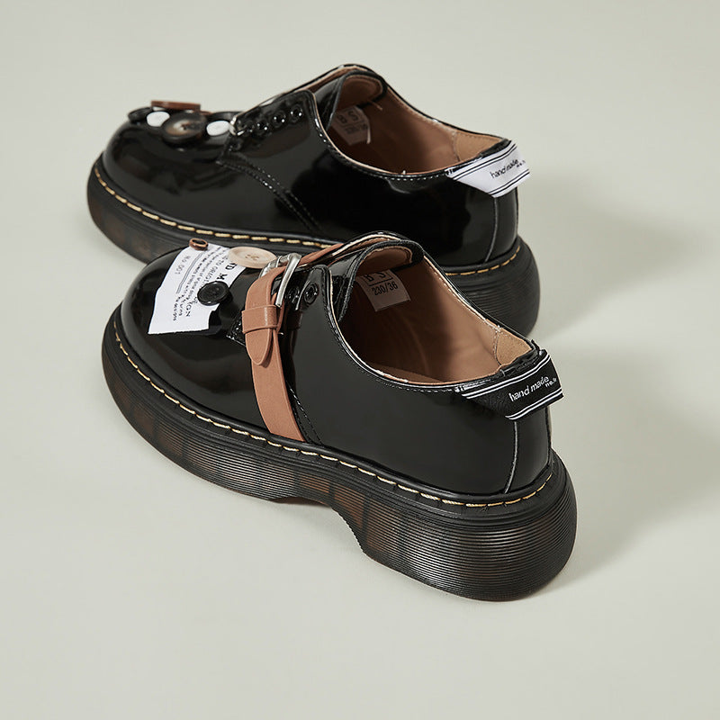 Women's Design Button Platform Slip-on French Mary Women's Casual Shoes