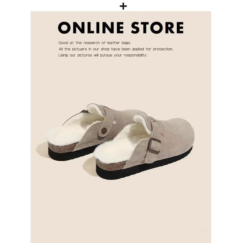 Women's Full Cotton Thick Bottom Fleece-lined Toe Sandals