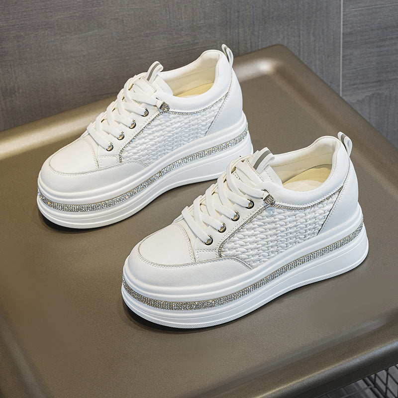 Women's Hidden White Small High-grade Fashion Weaving Casual Shoes