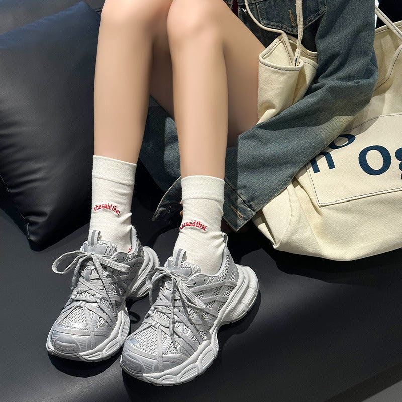 Women's Genuine Platform Dad Spring Heightened Fashion Light Sneakers