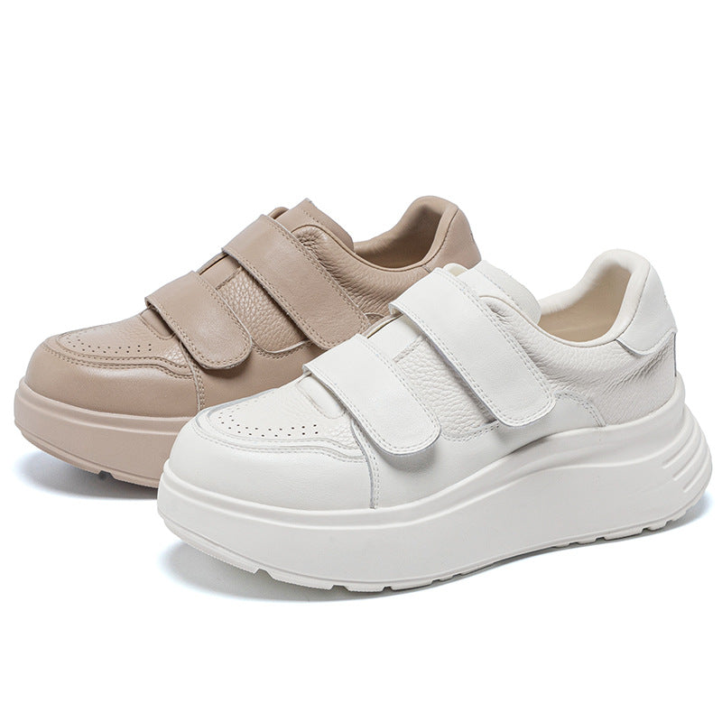 Women's Genuine Retro White Platform Hight Increasing Women's Casual Shoes