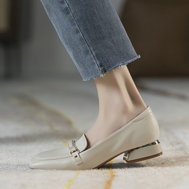 Women's Small For British Style Single-layer Low Thick Square Casual Shoes