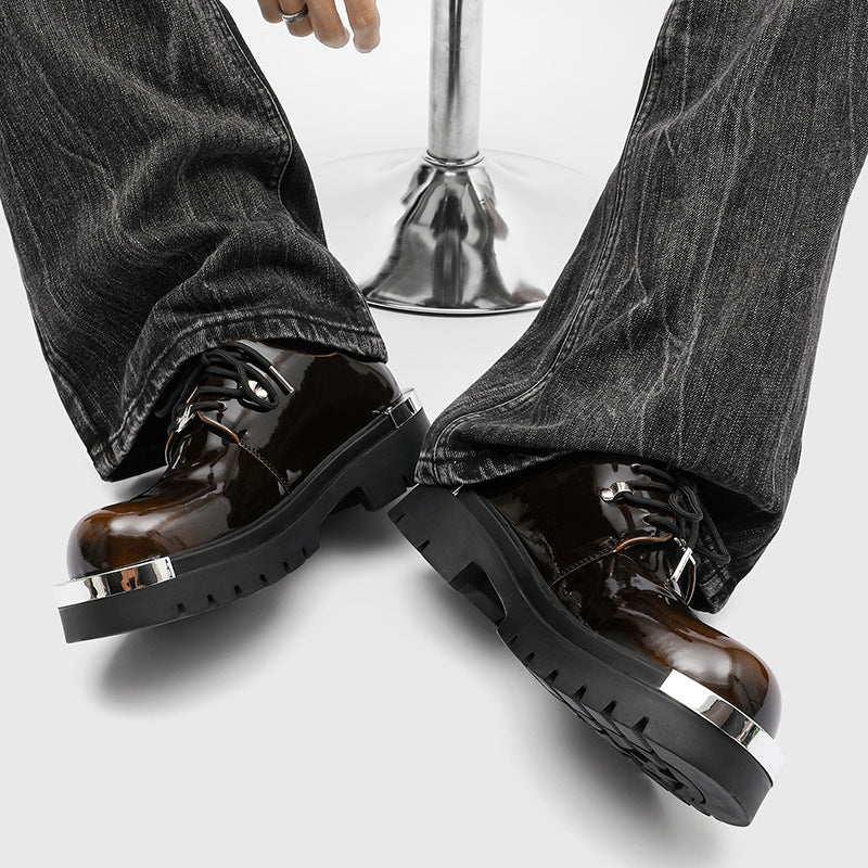 Men's Fashionable High-grade Patent Niche Derby Leather Shoes