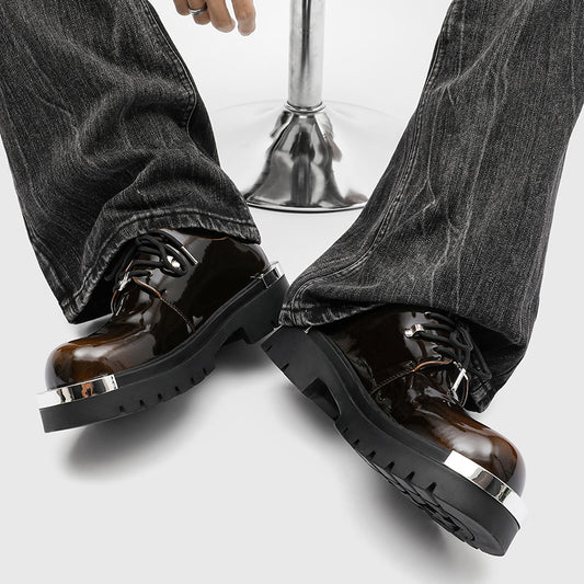 Men's Fashionable High-grade Patent Niche Derby Leather Shoes