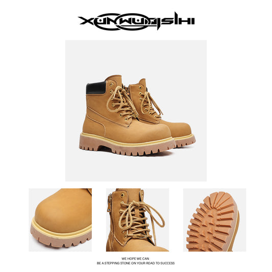 Men's Style Retro Platform Height Increasing Worker Boots