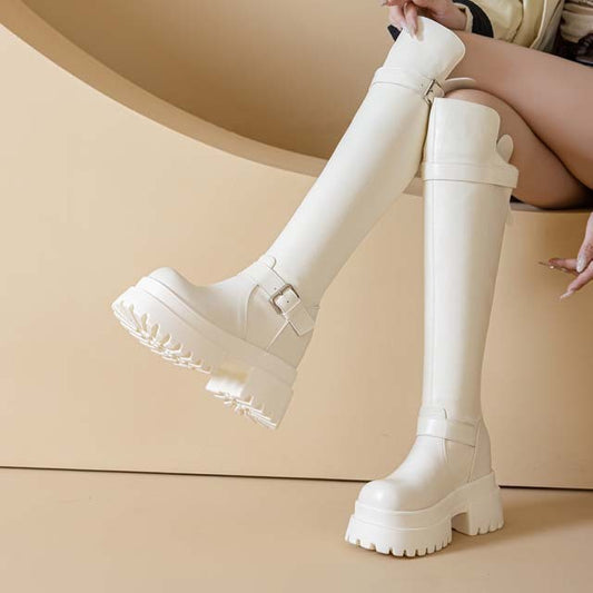 Women's Knee Platform High Elastic Modified Big Long Legs Cool Cm Women's Leather Boots