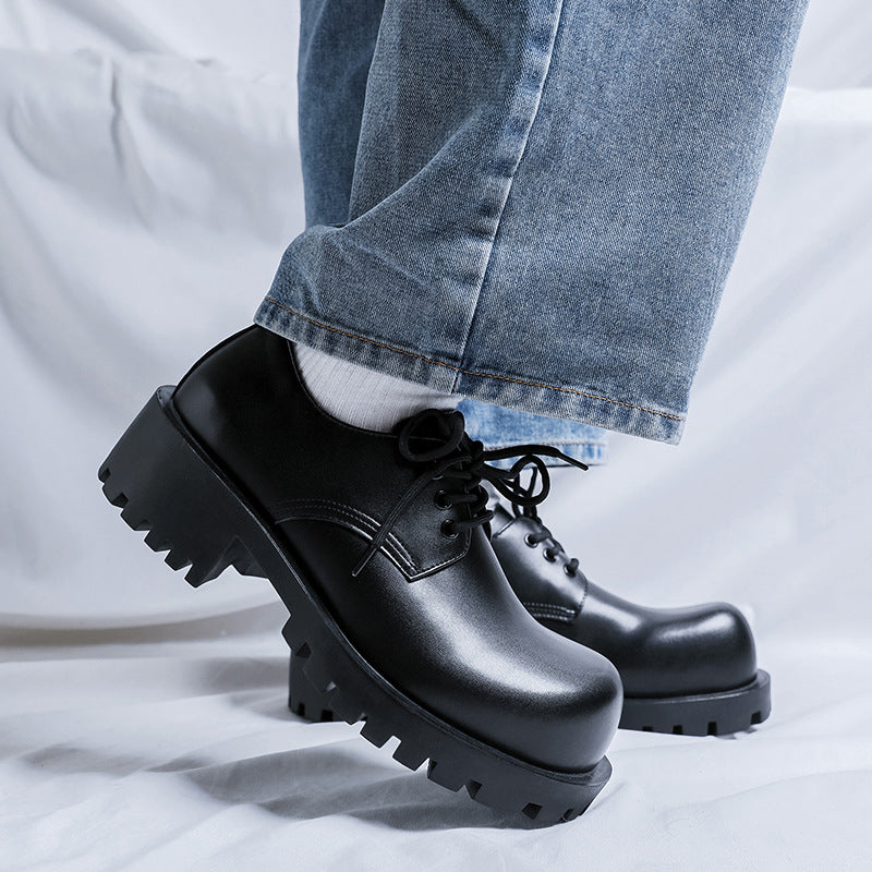 Men's Sole Height Increasing Commute Leisure Big Leather Shoes