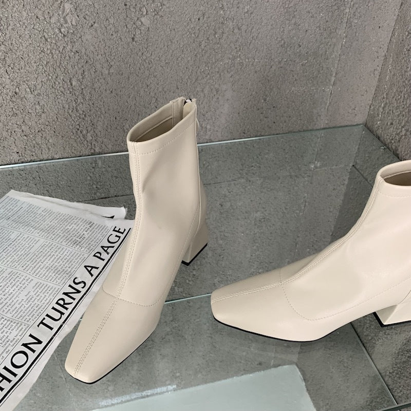 Women's High Booties Korean Style Chunky Middle Fried Boots