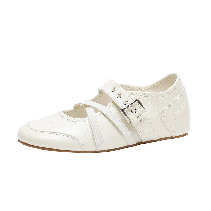 Women's Invisible Height Increasing Insole Retro Ballet Mary Jane Red German Women's Shoes