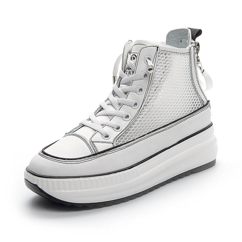 Women's Summer Genuine Mesh Breathable Skateboard Tide Thick Leather Shoes