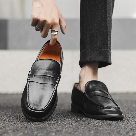 Men's Soft Bottom Early Autumn One Pedal Lazy Men's Casual Leather Shoes