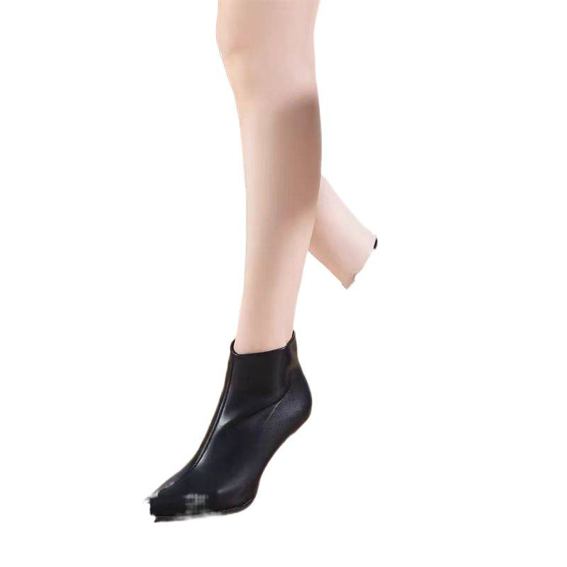 Women's Elegant Pointed High Stiletto Ankle Versatile Fashion Women's Leather Boots