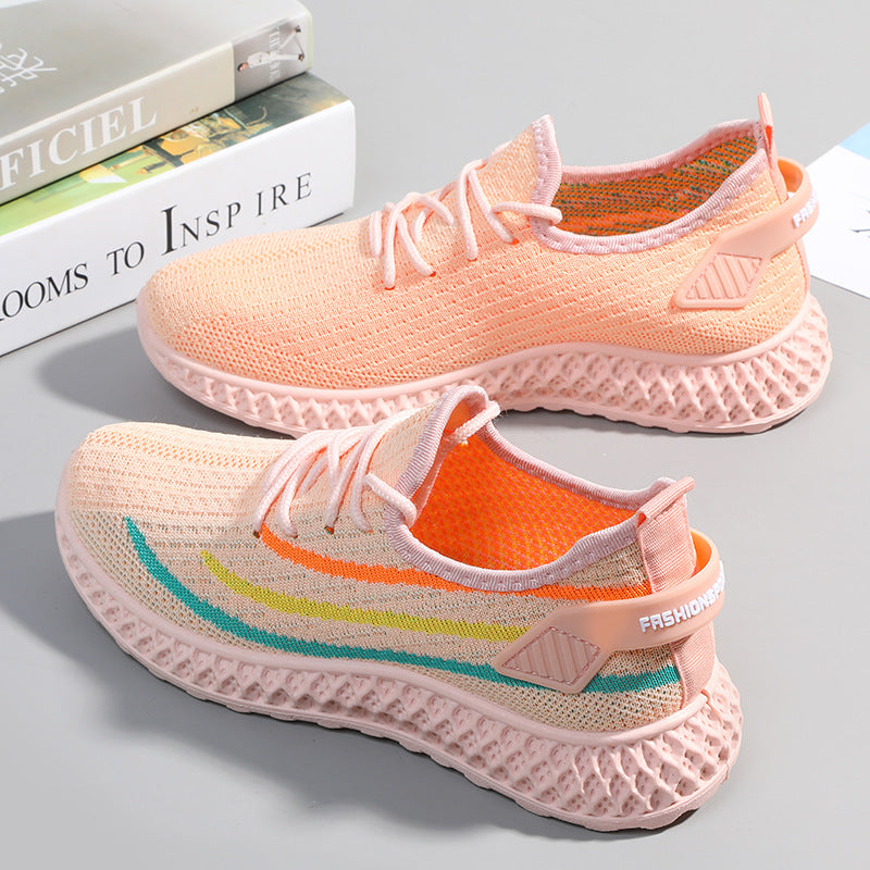 Women's Hollowed Mesh Summer Flat Lace Toe Sneakers