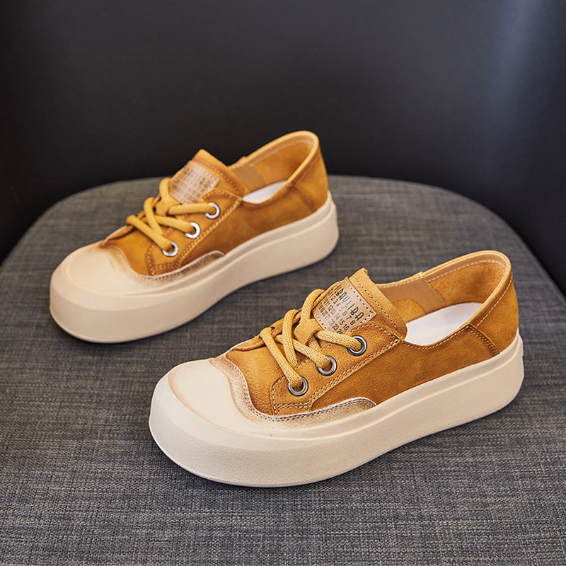 Women's Summer White Thick Bottom Breathable Genuine Women's Shoes