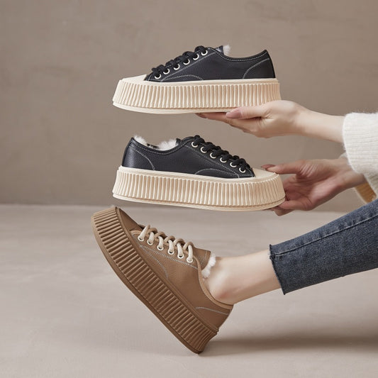 Women's Biscuit Shape Thick Bottom Fleece-lined Winter Casual Shoes