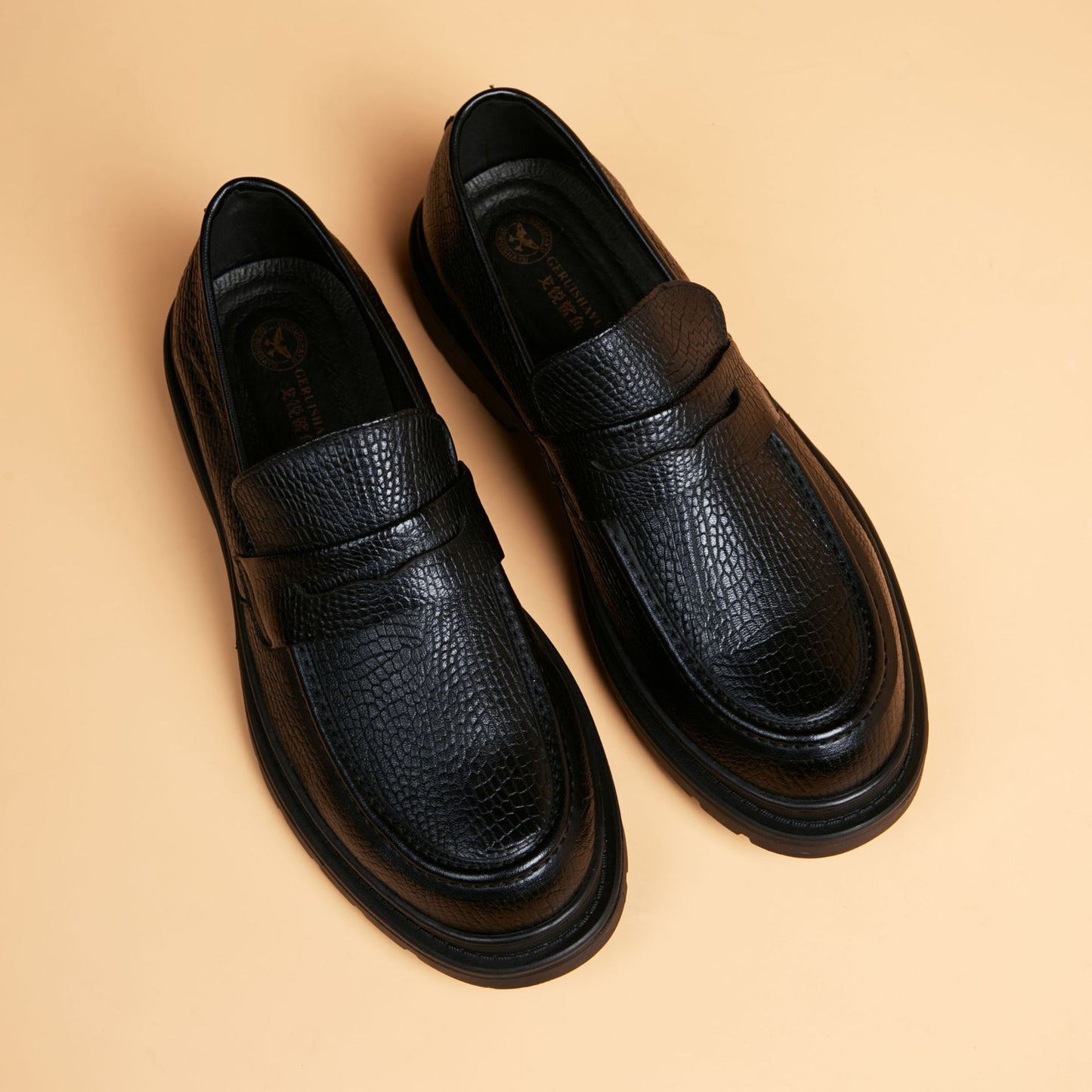 Men's British Fashionable Green Business Formal Wear Leather Shoes