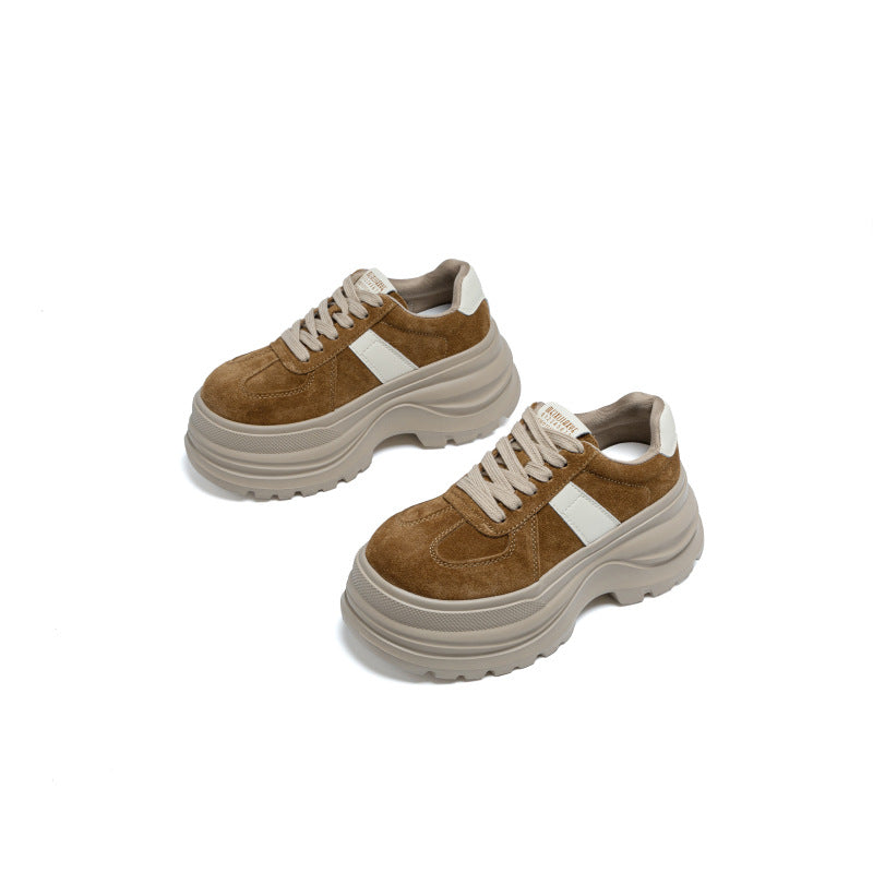 Women's Top Layer Frosted Autumn Comfortable Platform Elevator Women's Board Shoes