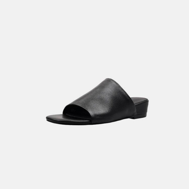 Women's Retro One-word Wedge Summer Outdoor Genuine Sandals