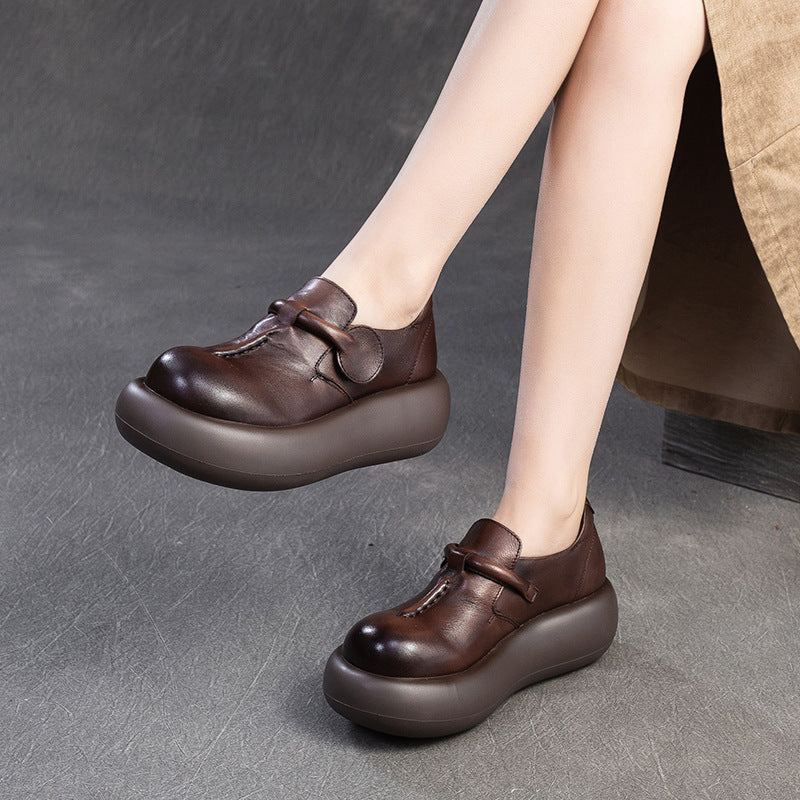 Women's Retro Simple First Layer Cowhide Comfort Commuter Women's Casual Shoes